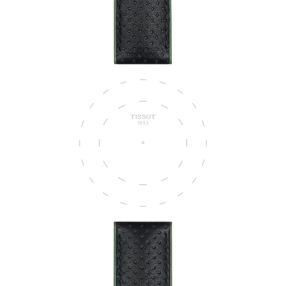 Original Tissot Lederarmband mit Kautschukelementen schwarz/grün Bandanstoß 22 mm